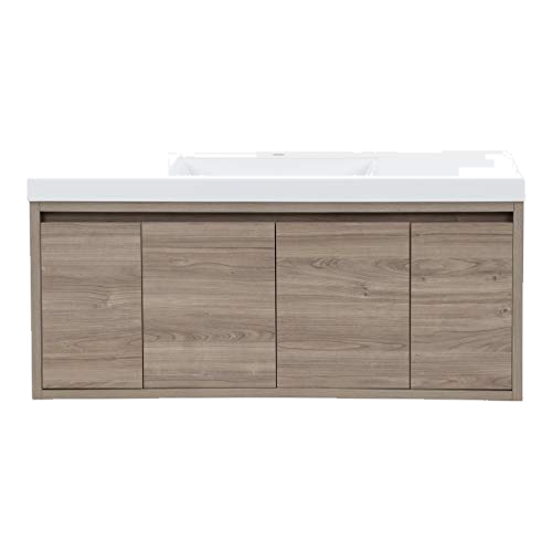 Spring Mill Cabinets Kelby 48 Inch Modern Floating Bathroom Vanity with White Single Sink Top