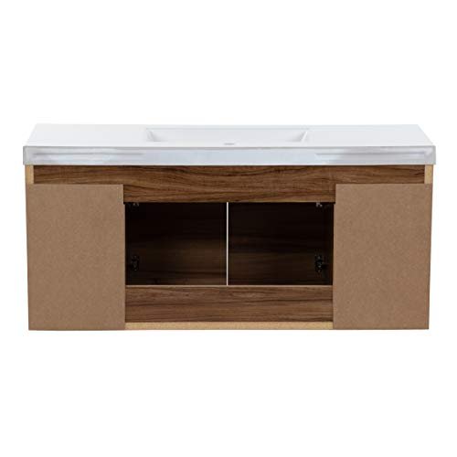 Spring Mill Cabinets Kelby 48 Inch Modern Floating Bathroom Vanity with White Single Sink Top
