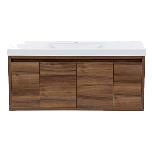 Spring Mill Cabinets Kelby 48 Inch Modern Floating Bathroom Vanity with White Single Sink Top